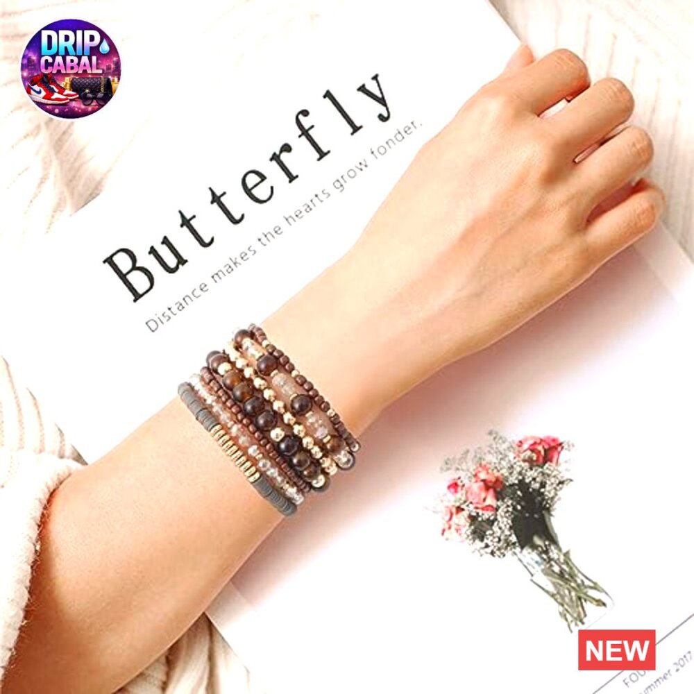 Boho Stretch Bead Bracelets Stackable Layering Go… - image 4